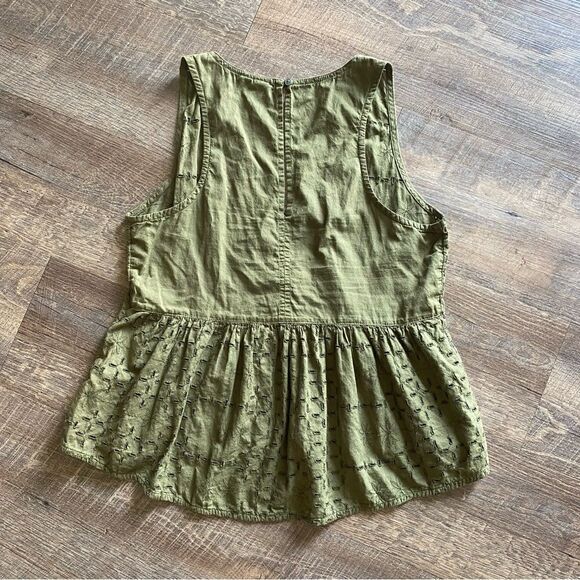 Melrose And Market Top Embroidered Olive XS Oversized Cotton Boho - Picture 4 of 9